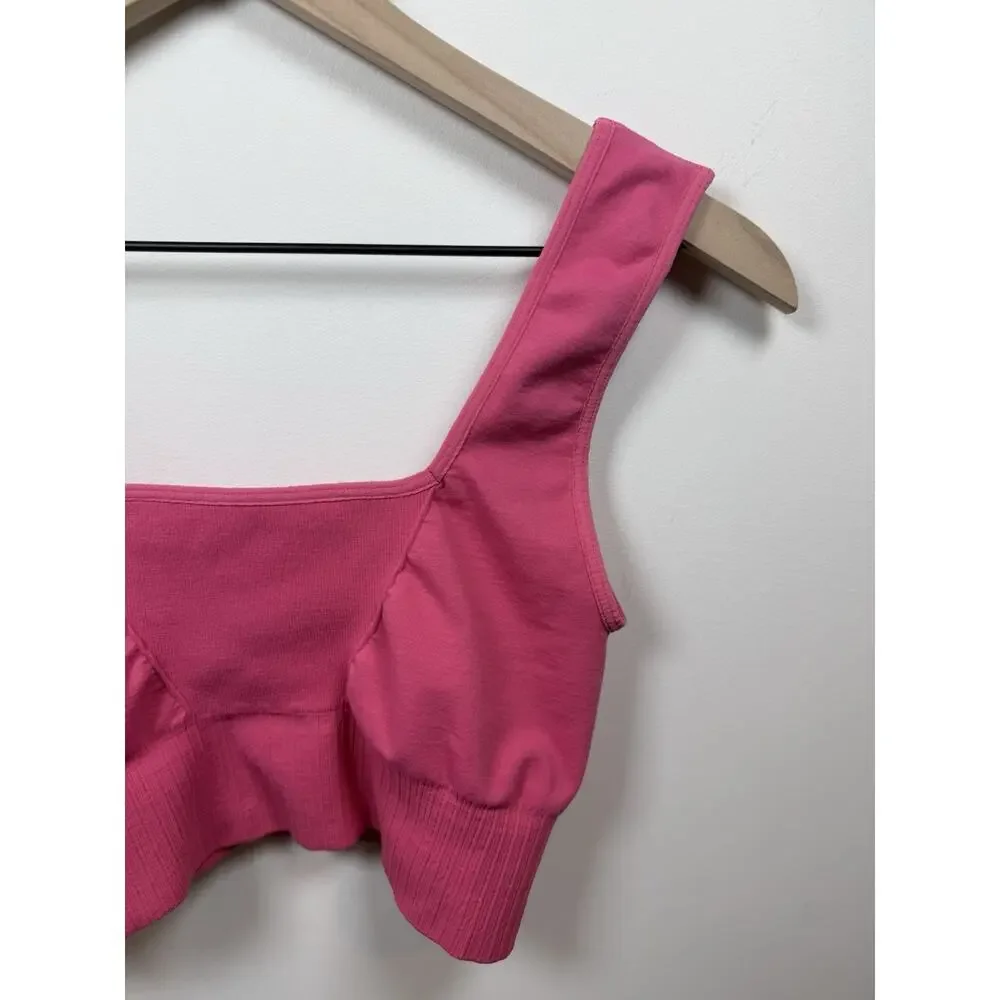 Free People FP Movement Good Karma Square Neck Sports Bra Pink Size M/L Active